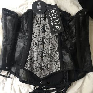 NWT Black and Silver brocade Corset size 32